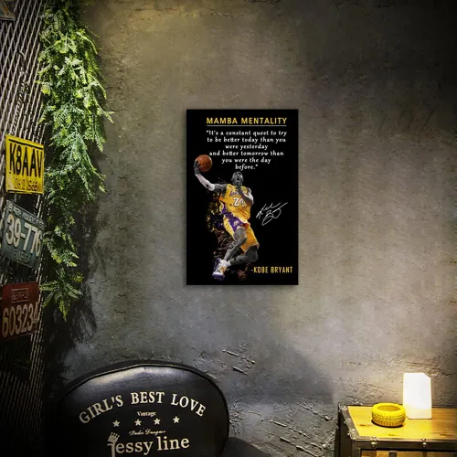Miniatura 5 de Kobe Bryant - Póster inspirador para pared, lienzo con cita de mentalidad de Mamba, arte de pared, diseño deportivo de jugador de baloncesto