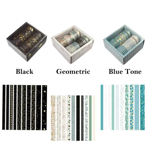 Miniatura 5 de Washi - Juego de 10 rollos de cinta adhesiva floral dorada, cinta de papel decorativa para álbumes de recortes, manualidades, suministros de diario