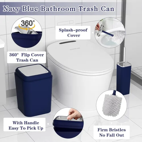 Miniatura 7 de XLHOMO - Juego de baño beige de plástico de 9 piezas, con basurero, dispensador de jabón, portacepillos de dientes, vaso, jabonera, cepillo