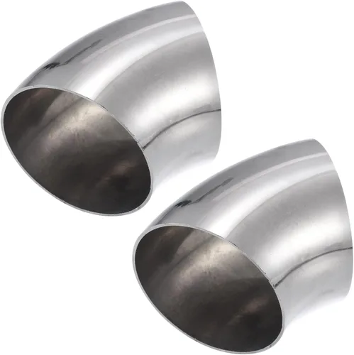 X AUTOHAUX 2 piezas OD 3 pulgadas 45 grados SS304 tubo de acero inoxidable curvado para tubo de escape de ángulo para sistema de escape modificado
