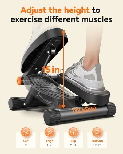 Miniatura 4 de Niceday Steppers para ejercicio, escalera con bandas de resistencia, mini stepper con capacidad de carga de 136 kg, stepper de fitness hidráulico