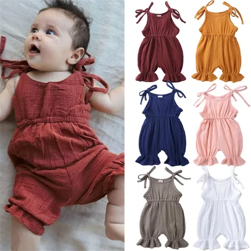 Miniatura 2 de Mameluco de lino y algodón para bebé niña con lazo de encaje, 1 pieza, ropa para bebé (verde, 6-12 meses)