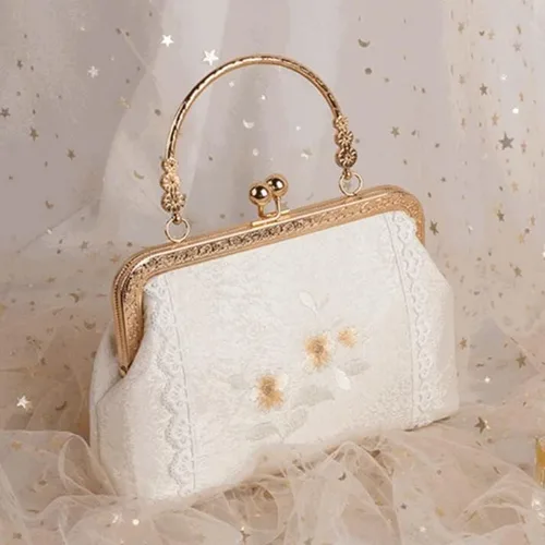 Miniatura 3 de Bolso bordado de estilo chino para las mujeres Vintage Metal Frame Kiss Lock Embrague Bolso Femenino étnico Monederos Wrap