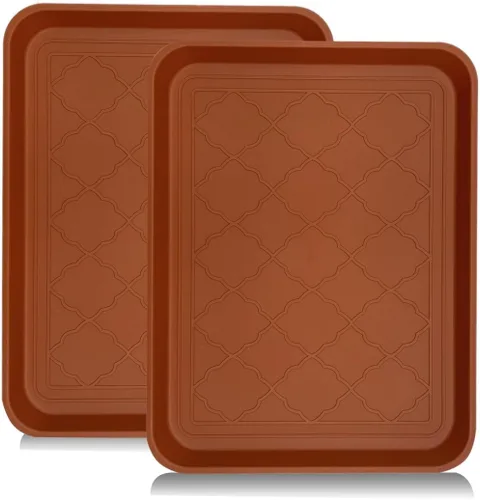 PetLike Bandejas para botas para entrada en interiores, bandejas de comida para mascotas, 16.7 x 12.8 pulgadas, paquete de 2 unidades, bandeja de