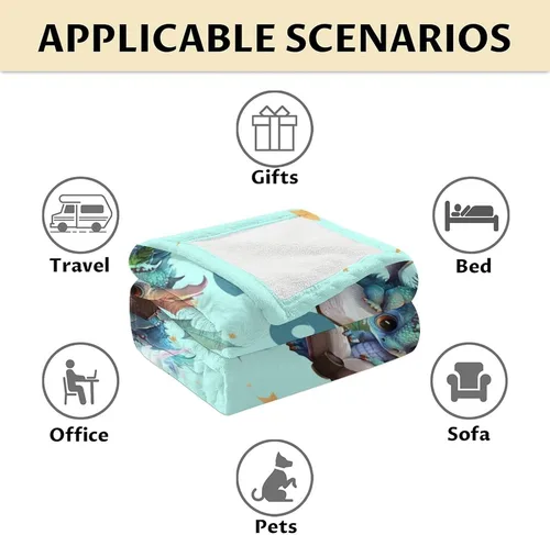 Miniatura 6 de Manta de dragón para niñas y niños, 30 x 40 pulgadas, tamaño regazo, franela suave, regalos para niños, mantas verdes lindas para regazo, oficina