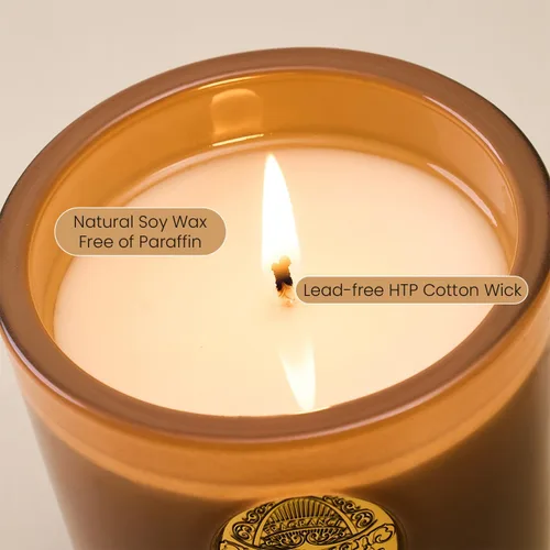 Miniatura 3 de M&SENSE Vela de soja natural, marrón Santal, 10.2 onzas, quema 55H, vela perfumada de lujo para relajación, regalo, decoración del hogar, para Lichi
