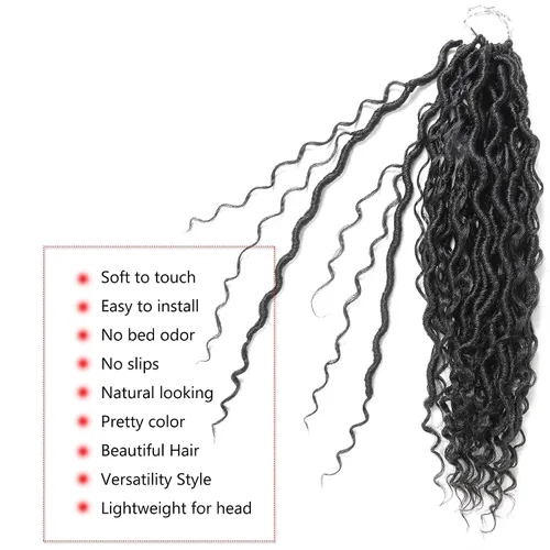 Miniatura 7 de Cabello de ganchillo Boho Goddess Locs de 18 pulgadas, 7 paquetes con extremos rizados, suaves trenzas hippies preenlazadas para mujer