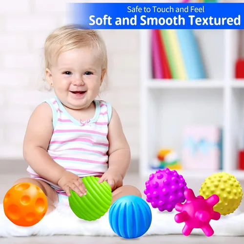 Miniatura 6 de Paquete de 6 bolas sensoriales para niños pequeños de 1 a 3 años, juguetes sensoriales para bebés de 6 a 12 meses, juguetes Montessori para bebés
