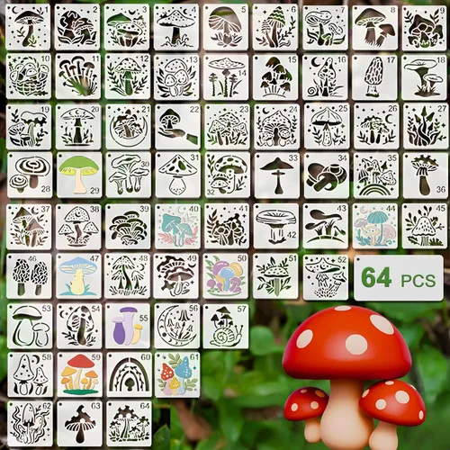 Miniatura 15 de Plantillas de flores para pintar, 64 piezas de plantillas de 3 pulgadas para manualidades, plantillas para pintura en rocas, plantillas de plástico