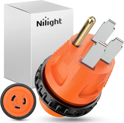 Miniatura 18 de Nilight Adaptador de corriente RV de 30 A a 30 A, enchufe de bloqueo de 4 clavijas, convertidor resistente de 125 voltios L14-30P a TT-30R 30 Amp