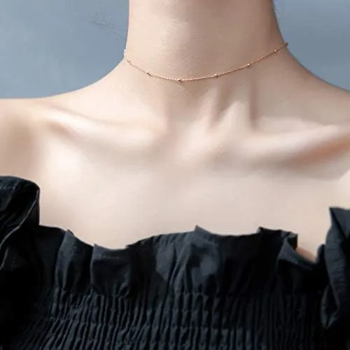 Miniatura 2 de Cinlan Collar de plata S925 simple gargantilla de cuentas pequeñas de clavícula