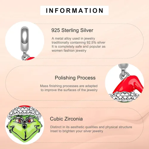 Miniatura 4 de Annmors Christmas Charm for Woman-925 Sterling Silver Dangle Pendant Bead,Girl Jewelry Beads Gifts for Women Bracelet&Necklace