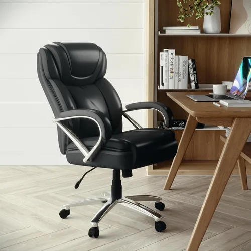 Miniatura 2 de Flash Furniture HERCULES Series Big & Tall - Silla de oficina ergonómica giratoria ejecutiva LeatherSoft de 500 libras con asiento extra ancho