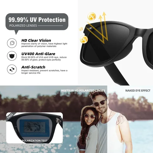 Miniatura 25 de MEETSUN Polarized Sunglasses for Women Men Classic Retro Square Frame Driving Sun Glasses UV Protection