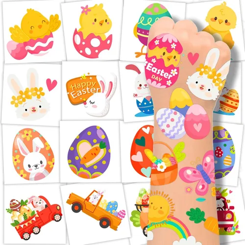 winthrop 240 tatuajes temporales de Pascua a granel para niños, envueltos individualmente, impermeables, tatuajes de seguridad, la mejor opción para