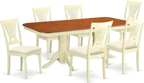 Miniatura 14 de East West Furniture NAPL9-WHI-W Juego de mesa de comedor de 9 piezas incluye una mesa de comedor rectangular con hoja de mariposa y 8 sillas
