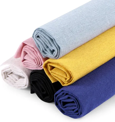 Miniatura 7 de BENBO - Tela de costura de lino, 7 piezas de tela bordada de lino de colores surtidos, tela de punto de cruz para prendas de vestir, manualidades