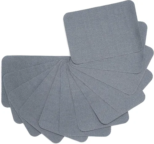 Miniatura 10 de Harsgs 12 piezas de parches de hierro para tela con adhesivo fuerte por dentro y por fuera 100% algodón para reparación y decoración de ropa y Negro