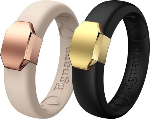 Miniatura 59 de Egnaro - Anillo de boda de silicona para mujer, diseño ergonómico y transpirable, ancho de 0.15 pulgadas, bandas de silicona flexibles con placa