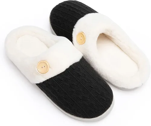 Chantomoo Pantuflas para Mujer Cálidas y Cómodas con Espuma Viscoelástica Pantuflas de Casa Zapatos de Punto con Forro de Piel Sintética Suela de