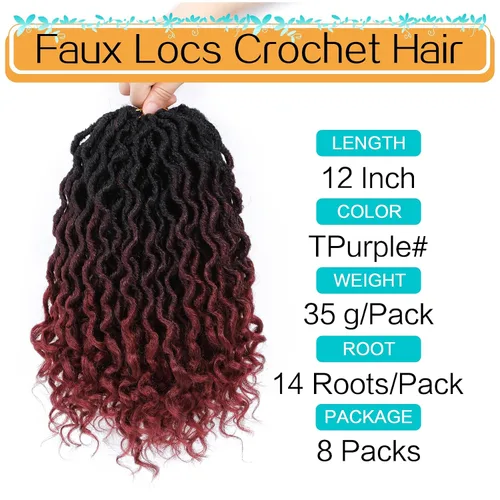Miniatura 3 de Karida Goddess Locs Cabello de Ganchillo 12 Pulgadas, 8 Paquetes Faux Locs Cabello de Ganchillo Para Mujeres Negras, Cabello de Ganchillo 1B/99j/530#