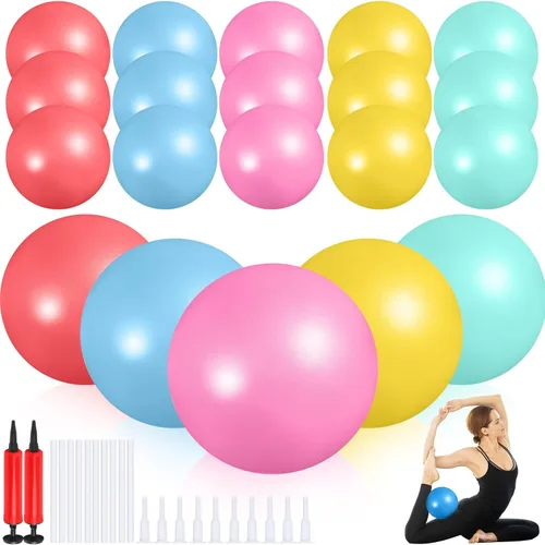 Miniatura 10 de Sotiff 20 pelotas pequeñas de ejercicio de pilates de 9 pulgadas, mini pelotas de barra de yoga para estabilidad, fitness, terapia física