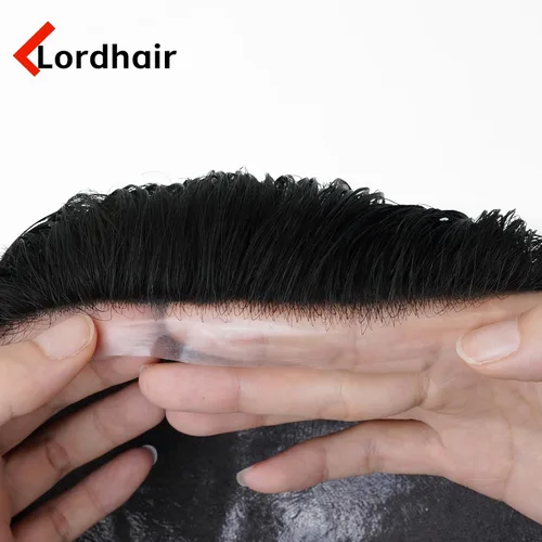 Miniatura 4 de Lordhair Toupee para hombres con cabello humano 100% europeo 8x10 pulgadas para hombres 0.001 in sistema de cabello de piel ultra fina para todos