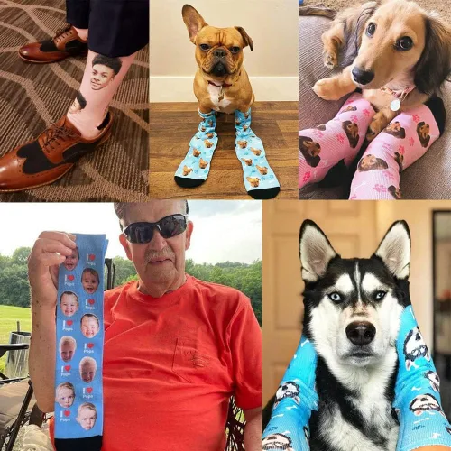 Miniatura 6 de D-Story Calcetines personalizados con foto fabricados en Estados Unidos, divertidos calcetines personalizados, regalos lindos personalizados