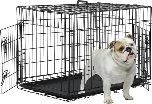 Miniatura 19 de Jaulas extra grandes de 48 pulgadas para perros medianos, jaula plegable XXL de doble puerta para perros grandes, jaulas para perros para interiores