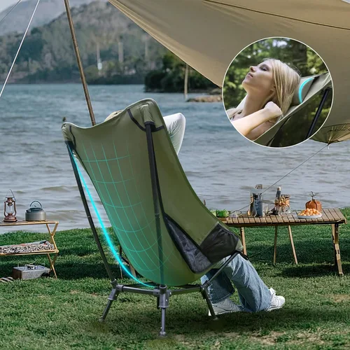 Miniatura 3 de Night Cat Silla de camping de respaldo alto: silla de mochilero ligera y cómoda con soporte para la cabeza y pies antihundimiento para senderismo