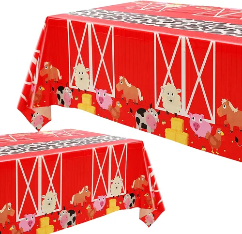 Mantel de plástico desechable de granja para picnic, baby shower, cumpleaños, corral, granja, temática de animales, suministros de decoración de