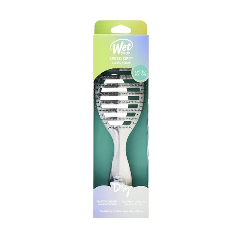 Wet Brush Cepillo de pelo Speed Dry – Cuarzo ahumado (piedra preciosa) – Diseño ventilado y cerdas ultra suaves HeatFlex son seguras para secar con