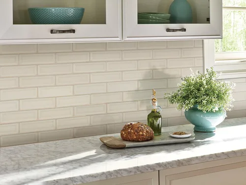 Miniatura 5 de MSI Azulejo de mosaico montado en malla de ladrillo de cerámica biselado blanco antiguo para salpicaduras de cocina, pared de baño, pared de acento