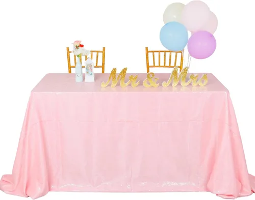 Miniatura 13 de ShiDianYi Mantel de lentejuelas color azul bebé, de 50 x 72 pulgadas, mantel rectangular de lentejuelas para decoración de boda - 200111E