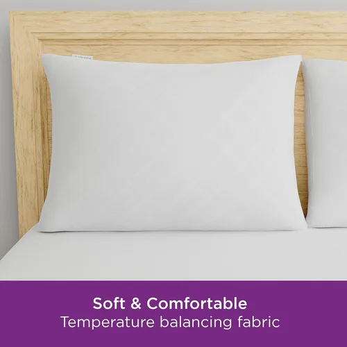 Miniatura 5 de Juego de 2 protectores de almohada AllerEase estándar/Queen – Equilibrio de temperatura, recomendado por alergólogos, protectores transpirables