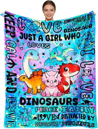 Manta de dinosaurio, regalos para los amantes de los dinosaurios, manta de franela de felpa suave con temática de dinosaurios, divertida manta de