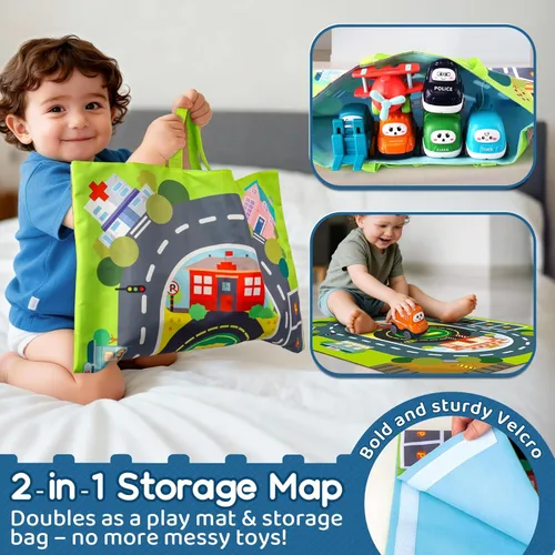Miniatura 4 de Juguete grande de camión de dibujos animados para niños de 1 año con tapete de juego/bolsa de almacenamiento, juguetes para bebés y niños pequeños
