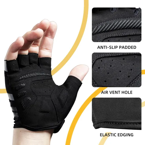 Miniatura 4 de ROCKBROS - Guantes de ciclismo de montaña para hombre, guantes de ciclismo con pantalla táctil, antideslizantes, MTB, guantes de ciclismo