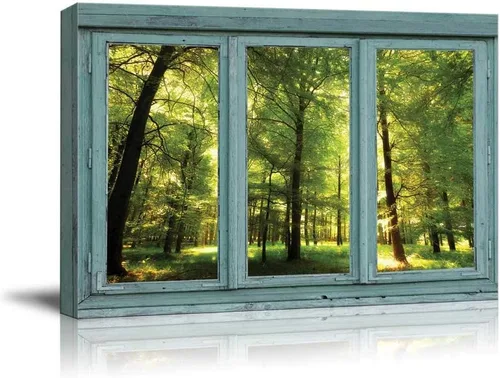 Miniatura 8 de Cuadro decorativo con diseño de ventana moderna blanca con vista, de la marca Wall26®