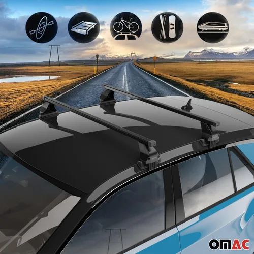 Miniatura 3 de OMAC Barras transversales superiores para Chevrolet Cruze Sedan 2015-2019 2 piezas de aluminio negro antirrobo para viajes, kayak, canoa, surf