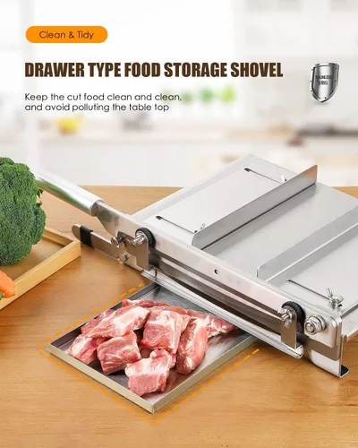 Miniatura 7 de CGOLDENWALL Cortador manual de costillas de 2 cuchillas, cortador de carne de hueso duro de acero inoxidable, cortador de carne de ternera