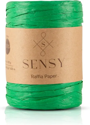 Sensy Premium - Papel de rafia, 438 yardas, cinta de papel (verde)