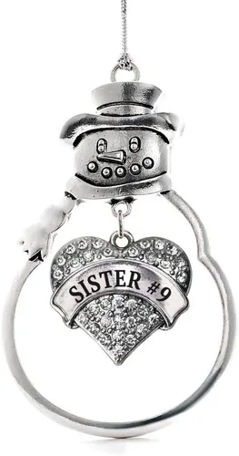 Miniatura 249 de Inspired Silver - Big Sis - Adorno de Navidad plateado - Adorno de árbol de Navidad con dije de corazón con circonita cúbica - Decoración colgante