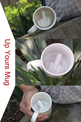 Miniatura 3 de Up Yours Mug Thumbs Up - Taza de café de cerámica con dedo medio, 14 onzas, té con leche, taza de regalo divertida para Año Nuevo, Navidad