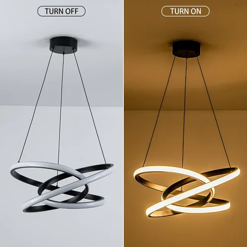 Miniatura 4 de MAYNA Moderno candelabro de anillo para comedor, lámpara colgante LED regulable con control remoto, lámpara irregular para isla de cocina sobre Negro