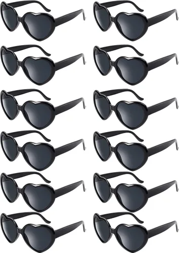 Blulu 12 lentes de sol en forma de corazón de colores neón para mujeres, recuerdos de fiesta y festivales