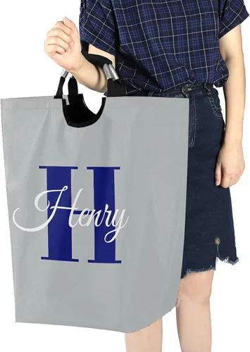Miniatura 7 de Cesta de lavandería personalizada con tu nombre, bolsa de lavandería grande personalizada, plegable, de tela Oxford, elegante contenedor