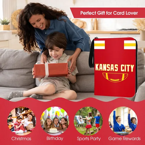 Miniatura 4 de Carpeta de Tarjetas de Fútbol con Fundas 900 Bolsillos, Porta Tarjetas de Fútbol de Kansas City para Tarjetas de Intercambio, Carpeta de 3 Anillos
