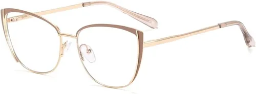 Miniatura 11 de Gafas de bloqueo de luz azul retro para mujer, marco de metal, gafas de ojo de gato