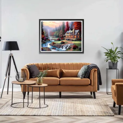 Miniatura 4 de LOMSIOY Kits de pintura de diamantes de campo para adultos, pintura con paisaje de arte de diamante, taladro redondo completo de diamantes